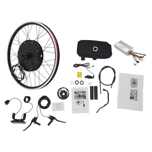 DUOSAMY 48V 1000W 24' LCD E-Bike Delantero Cubo Rueda Motor Conversión Kit para Bicicletas Eléctrico sin escobillas Hub Motor, Velocidad sin Carga Aproximadamente 51km/h