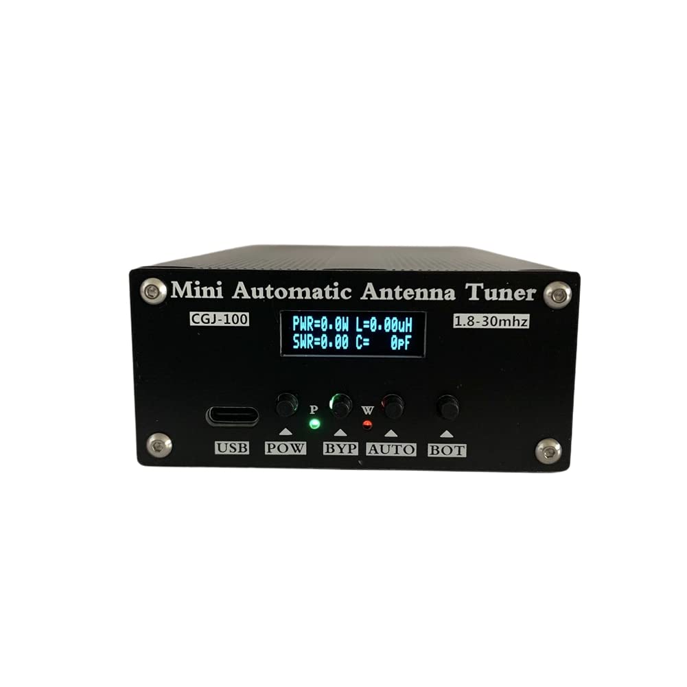 seasio CGJ-100 1.8-30MHz Mini Automatic Antenna Tuner with 0.91inch OLED Display for 5-100W Shortwave Radio Stations