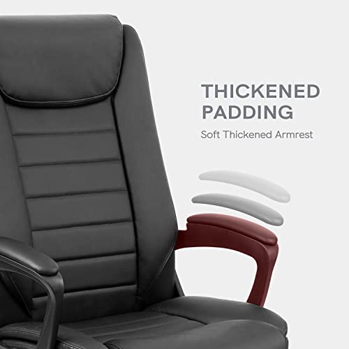 Klasika Leather Executive Office Chair, Ergonomic Computer Desk Chair With Padded Armrests And Tilt Rock, Adjustable Swivel Rolling Task Chair For Home Office, Black #TOP3