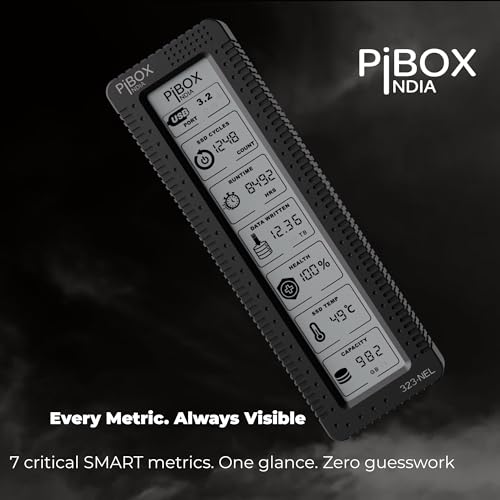 Image of NVME M2 Enclosure LCD, PiBOX India NVMe SSD Enclosure - USB 3.2 10Gbps, Tool-Free M.2 NVMe Case, PCI-E NVMe Reader, USB-C, Supports M & B&M Keys, 2230 /2242 /2260 /2280 SSDs, REALTEK RTL9210 Chipset