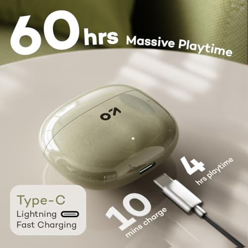 Image of GOBOULT W60 with 60H Playtime, Zen Quad Mic ENC, 50ms Xtreme Low Latency, Made in India, Type-C Fast Charging, 13mm Driver, IPX5 Combat Gaming Mode,TWS Ear Buds Wireless (Green)