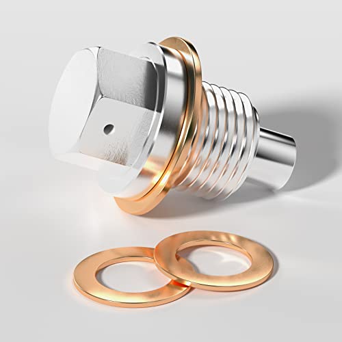 M14 X 1.5 Oil Drain Plug Aluminum Magnetic Oil Pan Drain Plug Engine Oil Drain Plugs Sump Drain Bolt With Copper Gasket Crush Washer For Ford Honda Mazda Hyundai Kia Acura #TOP7