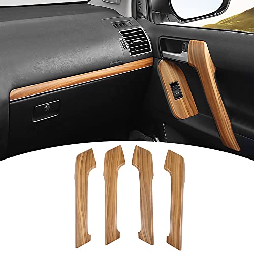 RONGSEN Wooden Texture Door Handle for Toyota Land Cruiser Prado 150 Window Lifting Panel Lc150 2010-2022 Interior Design Upgrade Accessories Fj150 Armrest (Light Color)