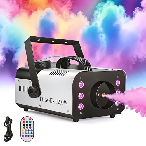 1200W Fog Machine Indoor Outdoor with LED Lights, 14 Colors & 4 Auto Modes,...