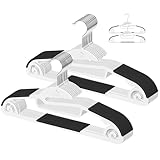 【首回りの伸び防止】チチロバ(TITIROBA) ハンガー 20本組 すべらない 襟が伸びない かたくずれ防止 連結フック付き 多機能 回転フック おしゃれ スリム プラスチック ブラック