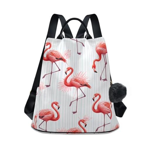 Sac à dos antivol voyage femme à rayures flamants roses randonnée