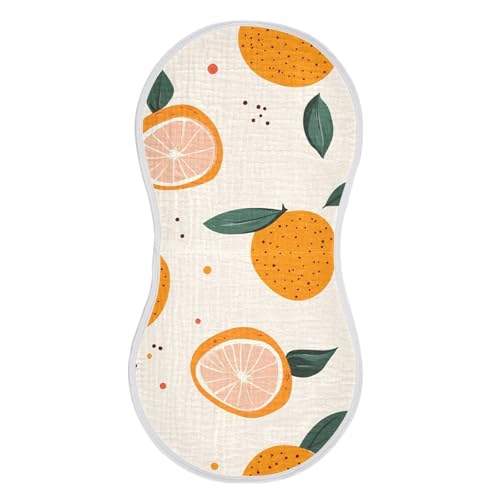 4 Pack Baby Burp Cloths, Soft Absorbent Burping Cloths for Babies, Cotton Milk Spit Up Rags, Large Size for Newborns, Baby Boys and Girls (Orange Print)