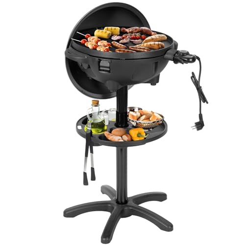 Electric Portable Grill with Nonstick Surface Adjustable Heat (Black)