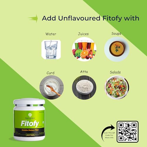 Image of Nucgnex Fitofy Prebiotic Fiber Powder | Triple Soluble Fiber with Inulin, PHGG & Resistant Maltodextrin | Supports Digestion, Gut Health & Regularity | Sugar-Free, Gluten-Free | Unflavoured | 200g