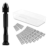 26PCS Pin Vise Hand Drill, Vinonzi Micro Mini Twist Drill Bits Set, Precision Hand Drill Bits Rotary...