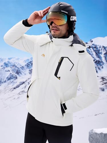 Image of WULFUL Men's Ski Jackets Warm Winter Snow Windbreaker Resistant Snowboard Fleece Coat Mountain Waterproof Parka with Hood