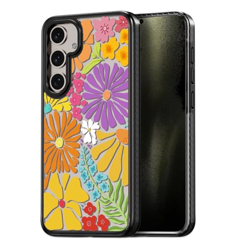 Coque Samsung Galaxy S24 Rosarnnah noire antichoc à motif floral