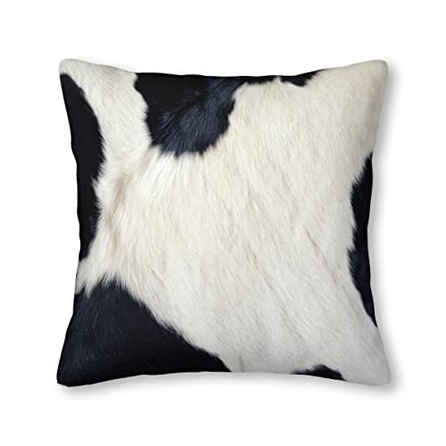 Mloerno Faux Cowhide Black And White Velvet Throw Pillow Covers Sofa Pillowcase Car Square Throw Pillowcases Home Decoration 18X18Inch #TOP17