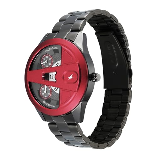 Image of Fastrack Overdrive Micromotor Quartz Analog with Grey Dial Gun Stainless Steel Metal Strap Watch for Men - 3331KM01