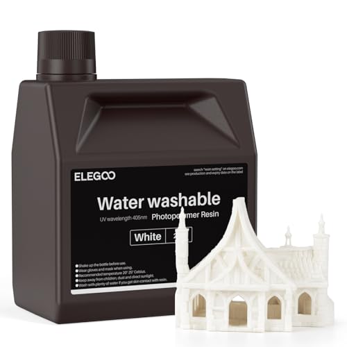 Image of ELEGOO Water Washable 3D Printer Resin LCD UV-Curing Resin 405nm Standard Photopolymer Resin for Mars Saturn Jupiter MSLA DLP LCD 3D Printing 2000Gram White