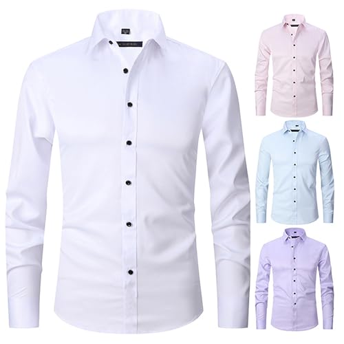 Legou Camisa masculina de cor sólida simples e slim fit, Preto, 7X-Large