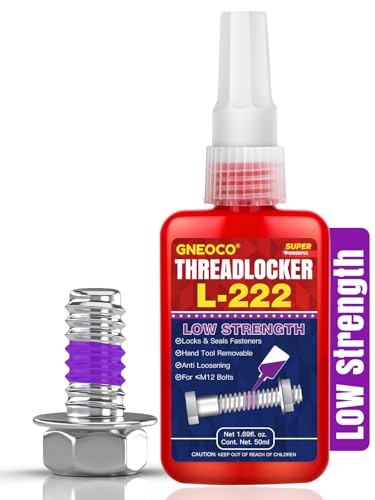 ThreadLocker Purple, Thread Lock Low Strength Lock Tight for Nuts, Bolts, Fasteners and Metals, Anaerobic Curing Metal Glue to Prevent Loosening and Corrosion (L222-50ml)