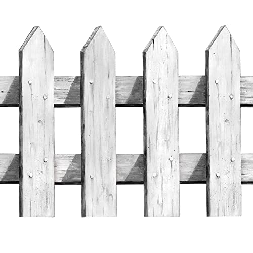 image for Beistle 6 Piece Cardstock Paper White Picket Fence Cut Outs Border Dec