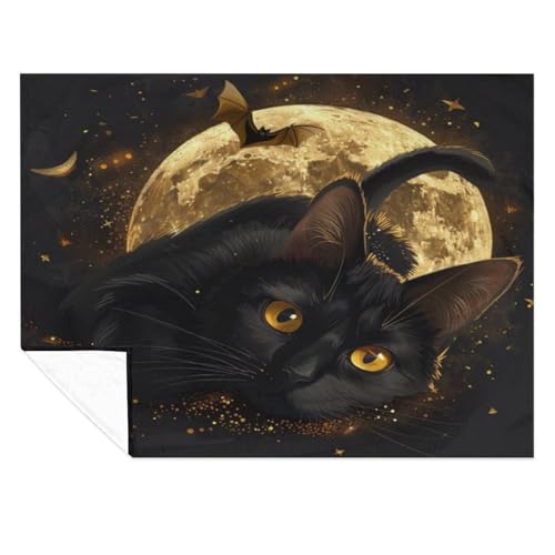 Plaid chat noir pour Halloween couverture douce soirée cocooning - 7