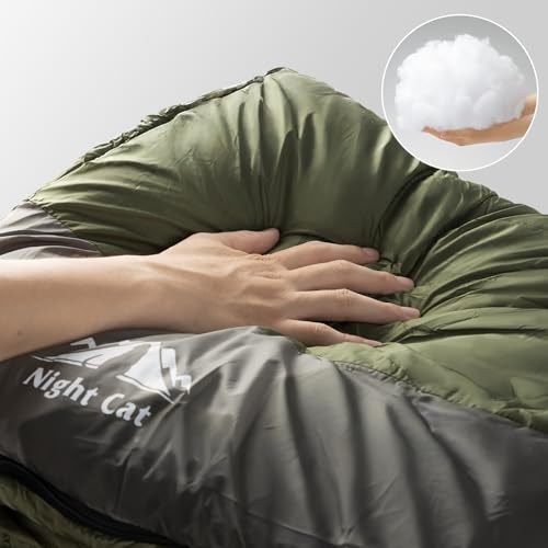Image of Night Cat Camping Sleeping Bag for Adults 3 Seasons Portable Lightweight Backpacking Hiking Traveling Indoor Outdoor Temperature 5-15℃ 2.6x6.3ft Switch to a Quilt or Blanket