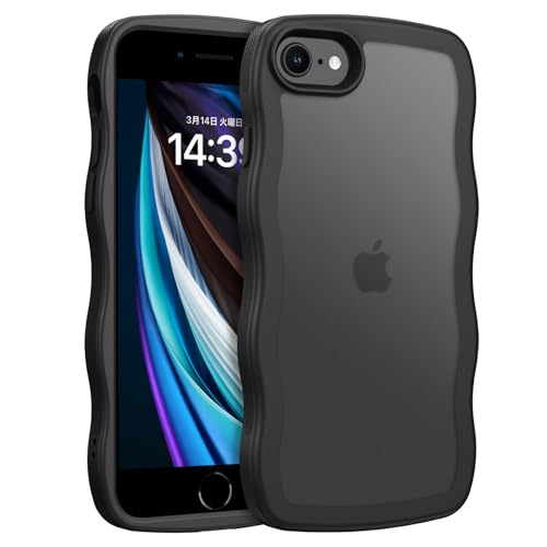 BENTOBEN iPhone SE ケース 第3世代 第2世代 iPhone 8/7 ケース 半透明 波型 うねうね かわいい 超軽量 薄型 耐衝撃 マット レンズ保護 擦り傷防止 滑り止め ストラップホール付き おしゃれ ウェーブ カバー アイフォン