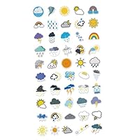 Hohopeti 50pcs Weather Symbol Stickers Cartoon Cloud Decals for Water Bottles Laptops Luggage Skateboards Adhesive Weather-Themed Vinyl Stickers for Adults and Teens