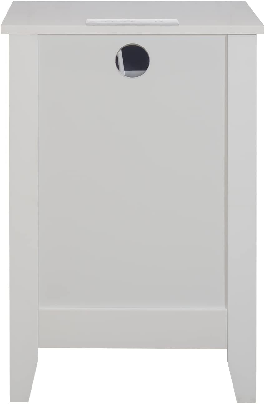 18" Wooden Bedside Organizer, Bedside Table with Charging Station, Small Bedside Table with Drawers for Living Room, White