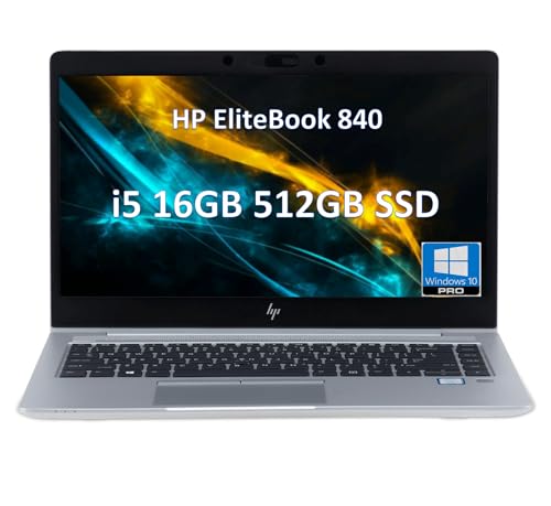 HP EliteBook 840 ビジネスノートパソコン(14インチ FHD、Intel Core i5、16GB DDR4、512GB SSD)、Thunderbolt、HDMI、バックライトキーボード、USB-A×2、ウェブカメラ、Win 10 Pro