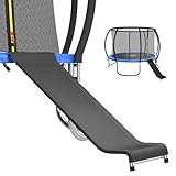 Universal Trampoline Slide Ladder for 10/12/14/15FT Trampolines, Black and Silver Design with Heavy Duty Steel Frame, Easy to Assemble，Safety & Buffer Bottom for Kids to Climb Up & Slide Down(Silver)