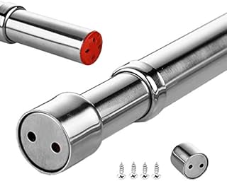Sinzau 28 - 46.5 inches Extendable Wardrobe Rod, Stainless Steel Wardrobe Rail Tube with End Sockets