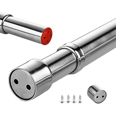 Sinzau 28 - 46.5 inches Extendable Wardrobe Rod, Stainless Steel Wardrobe Rail Tube with End Sockets Cover