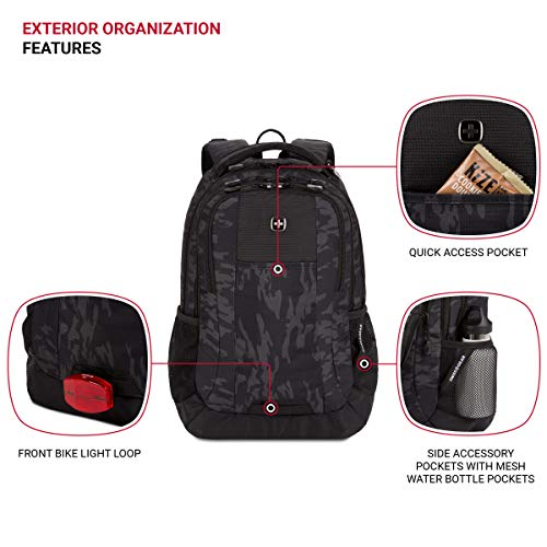 Image of SWISSGEAR Cecil Laptop Backpack, Fits Most 16-Inch Laptops, Three-Compartment Design, Airflow Back Panel, Black, 27.3L, 18-Inch