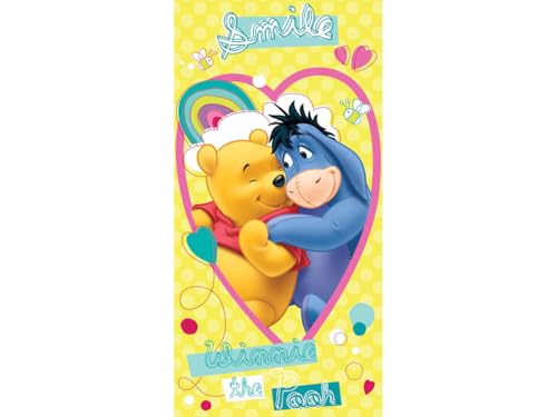 Jerry Fabrics Winnie-The-Pooh Character Serviettes de Bain pour La Plage et Le Bain, Coton, Yellow, 140x140x0.5 cm