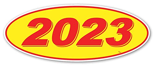 Image of Oval Model Year Window Stickers (Red Numbers on Yellow) (12 per Pack) (2023)