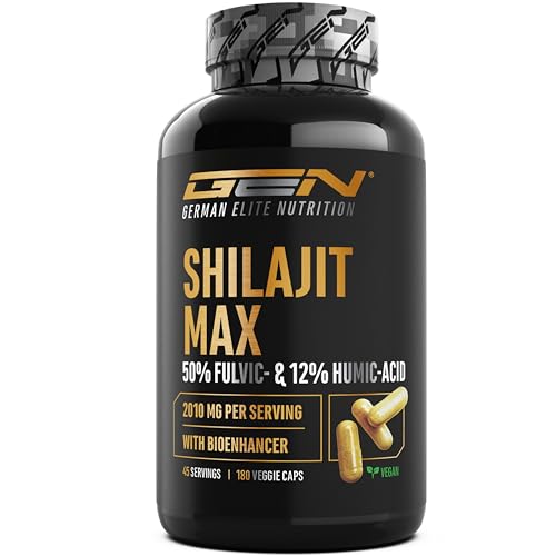 Mumijo Shilajit Max - 180 cápsulas de alta dosis con 2000 mg por dosis diaria - extracto original 10:1 con 50% de ácido fúlvico + 12% de ácido húmico + bioenhancer - sin aditivos innecesarios, vegano