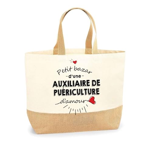 Sac auxiliaire de puériculture Planetee en coton et toile de jute pour femme