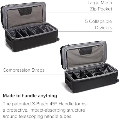 TUMI - Alpha Tall 4-Wheeled Duffel Packing Case - Hybrid Travel Suitcase with Integrated Shelving - Black