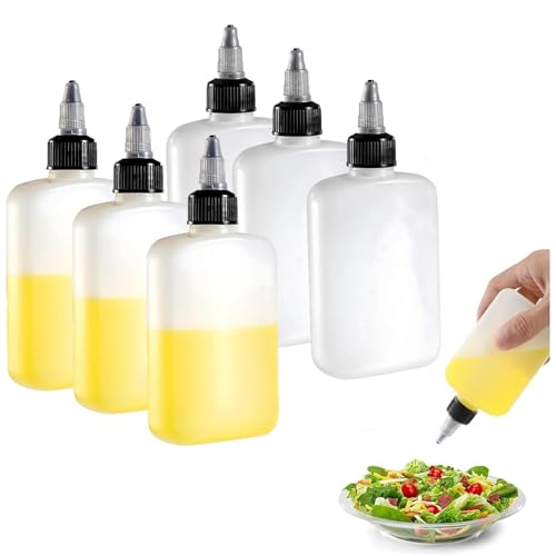 JazRvr 6 kleine Extrusionsflaschen Verteilungsflaschen Ölflaschen mit Abdeckung Ölflaschen, 100 ml Mini-Extrusionsflaschen für Camping, Küche, Kochen, Gewürze-Extrusionsflaschen, leicht zu reinigen