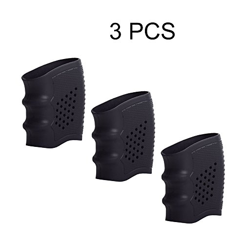 FARMSOLDIER Tactical Pistol Rubber Grip Glove Sleeve for Glock Handguns (3 PCS,Black)