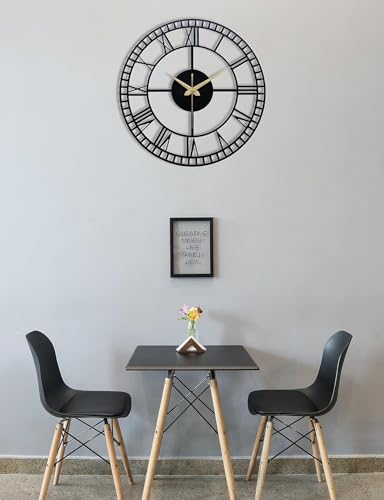 Image of Stylish Metal Analog Wall Clock for Living Room, Bedroom, Office, Kitchen, Home and Hall | Antique Fancy Big Size Modern Wall Watch for Home Decor (Style-3, 40CM)