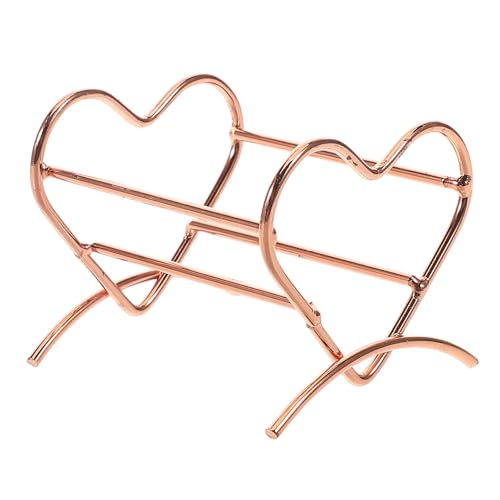 BUGUUYO Soporte para Esponjas de Belleza Diseño de Corazón, Estante Compacto para Almacenar Esponjas y Polvos de Maquillaje, Color Rosa Dorado, Accesorio Práctico para Tocador