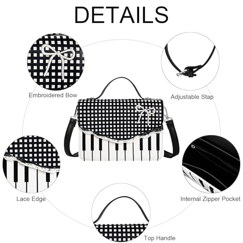 Image of Sunwel Fashion Cute Piano Purse Shoulder Crossbody Bag with Polda-dot Checkered
