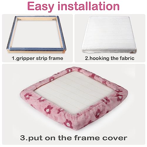 Image of Gripper Strip Frame Cover Rug Hooking Frame Cover Flannel for 19.6 inch x 19.6 inch (Pink)