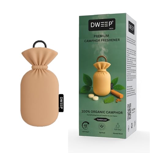 Image of Dweep Organic Camphor Air Freshener | 100% Camphor Based | Long Lasting Freshener for Car, Wardrobe, Office Cabin, Travel Bag & Bathroom | Natural Odor Control (SANDALWOOD)