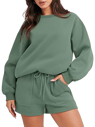 ANRABESS Women 2 Piece Outfits Sweat Shorts Sets 2025 Oversized