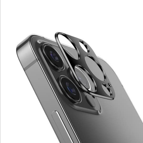 Protector de cámara de metal para iPhone 12 Pro Max Protección 3D Decoración (negro)