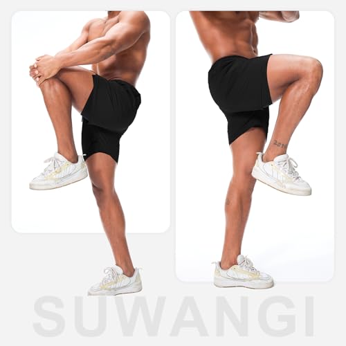 Superora Pantalones Cortos de Running 2 en 1 para Hombre con Entrenamiento y Fitness de Secado Rápido Múltiples Bolsillos con Integrado para el Móvil - imagen 6