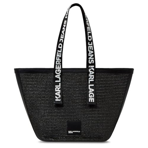 KARL LAGERFELD JEANS Cabas Raffia Shopper Box Logo Noir