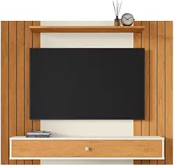 Painel Ripado Para Tv 43 Polegadas Berlim Com Gaveta Casa Jd (Off White Ripado)