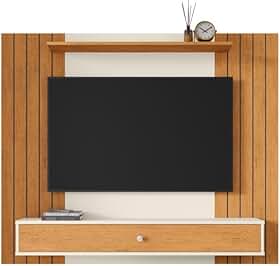 Painel Ripado Para Tv 43 Polegadas Berlim Com Gaveta Casa Jd (Off White Ripado)